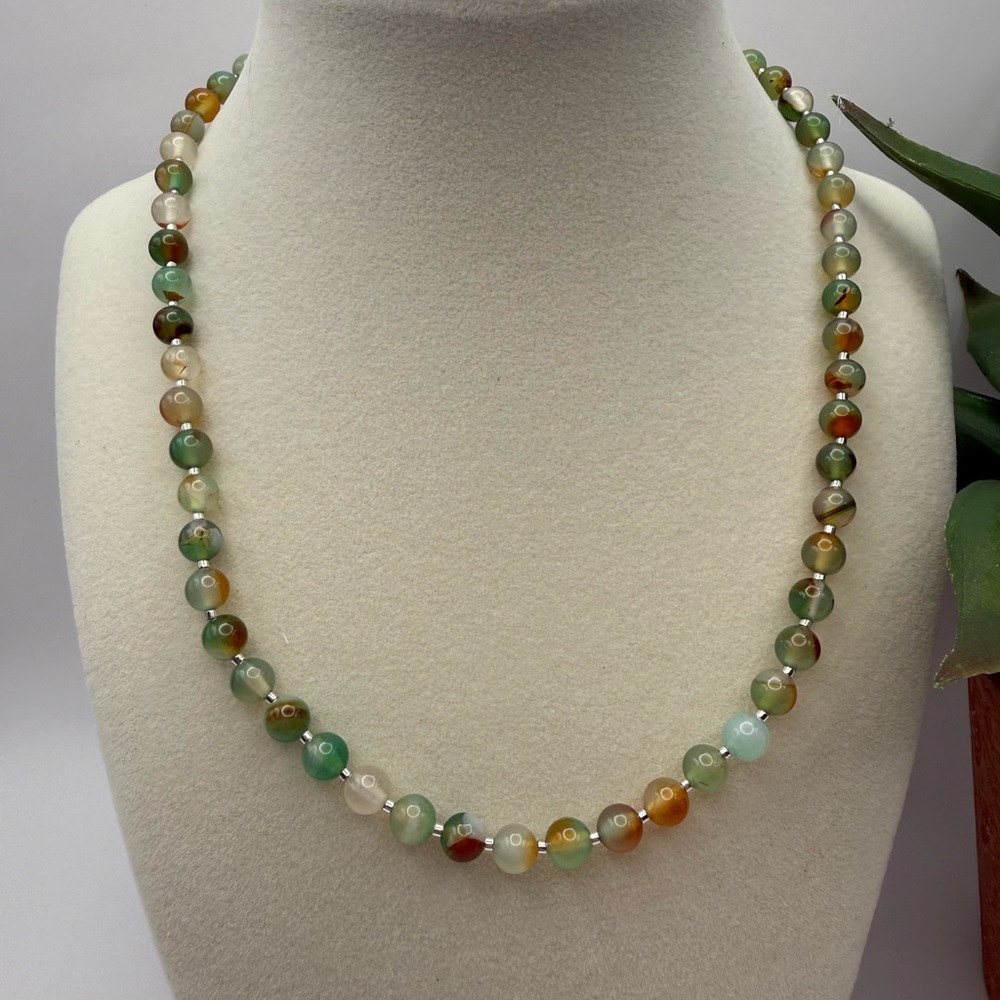 New Artisan Made Multi-Color Agate Bead Necklace - Women Jewelry
